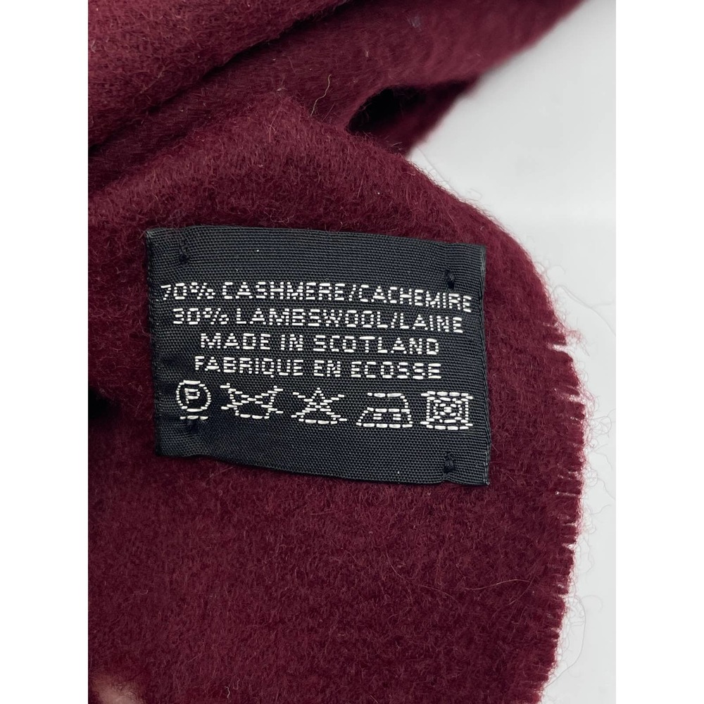 Cashmere & Lambswool Burgundy Scarf Made in Scotland Fringe Trim 52" long maroon - Picture 4 of 6